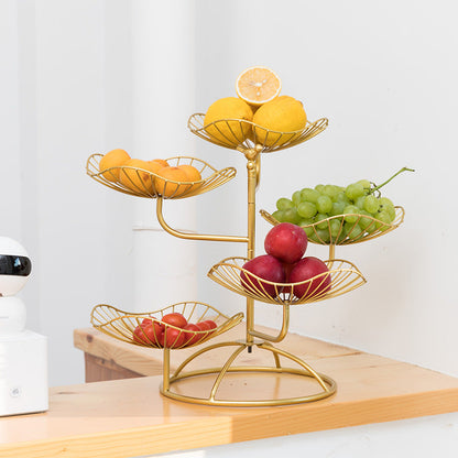 Nordic Creative Modern Fruit Plate Living Room Home Five-Layer Fruit Plate Simple Wrought Iron Multi-Layer Fruit Plate High-End Small Exquisite
