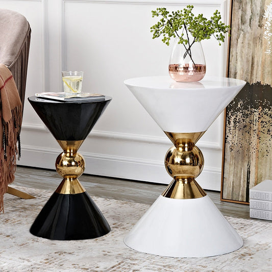 Light luxury style side table post-modern Mini removable sofa corner American black and white New Chinese style stainless steel corner table