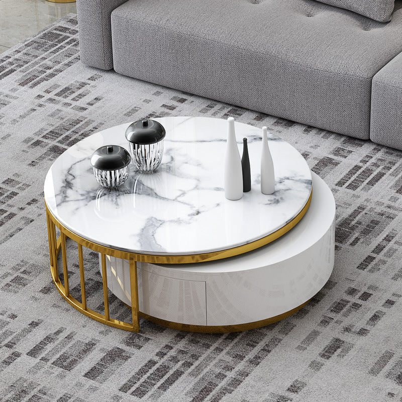 Fashion Net Red Marble Round Coffee Table