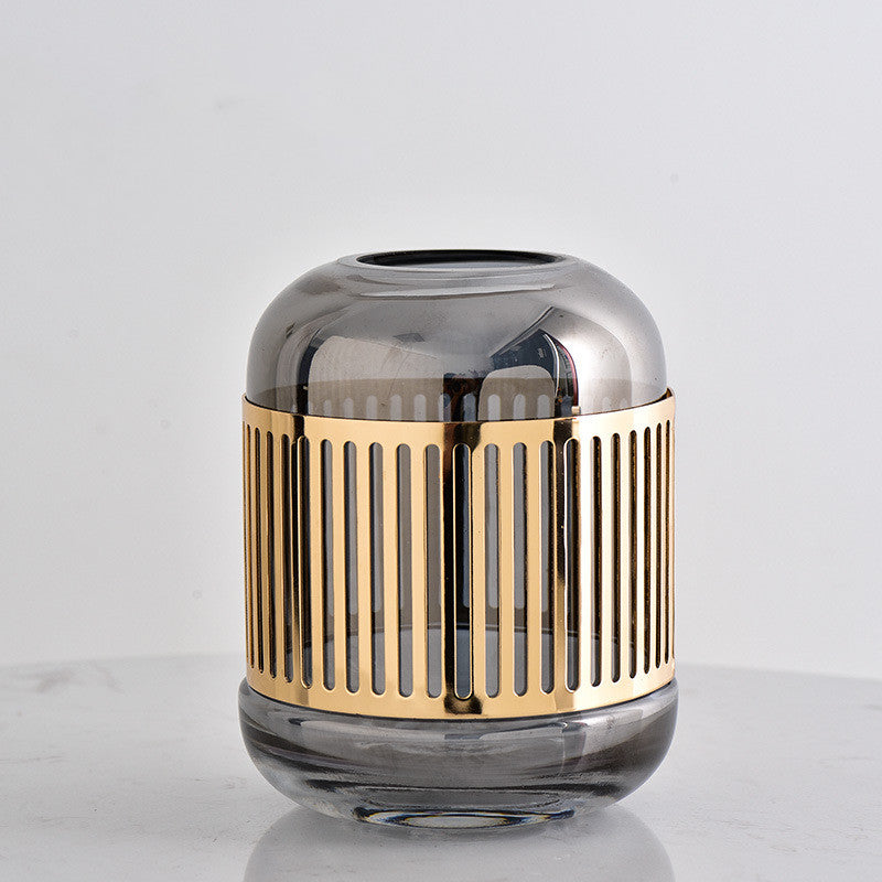 Glass Vase Light Luxury Golden Wrought Iron Living Room