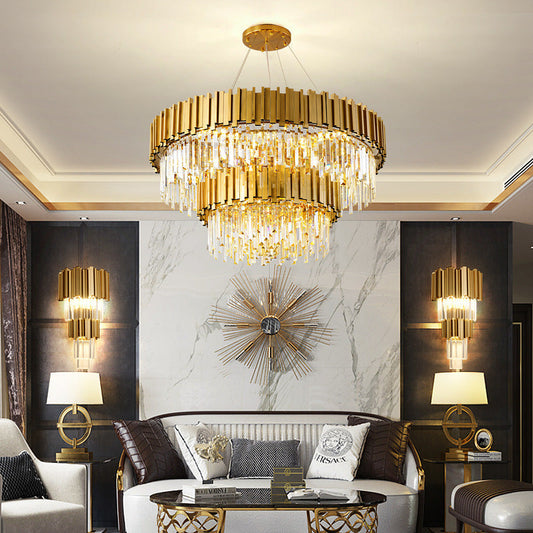 Modern Minimalist Light Luxury Crystal Living Room Glass Round Lamps